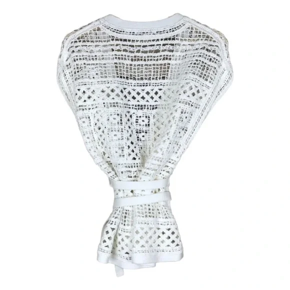 Anthropologie Crochet Sleeveless Cardigan Small Ivory Art to Wear Openwork NWT - Picture 7 of 14